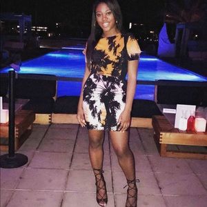 Palm tree print mini dress